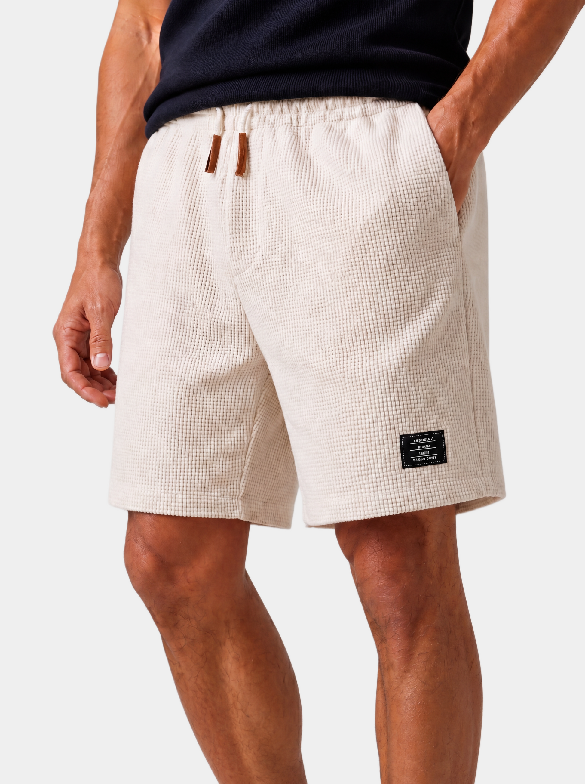 Waffle Textured Cotton-Blend Shorts