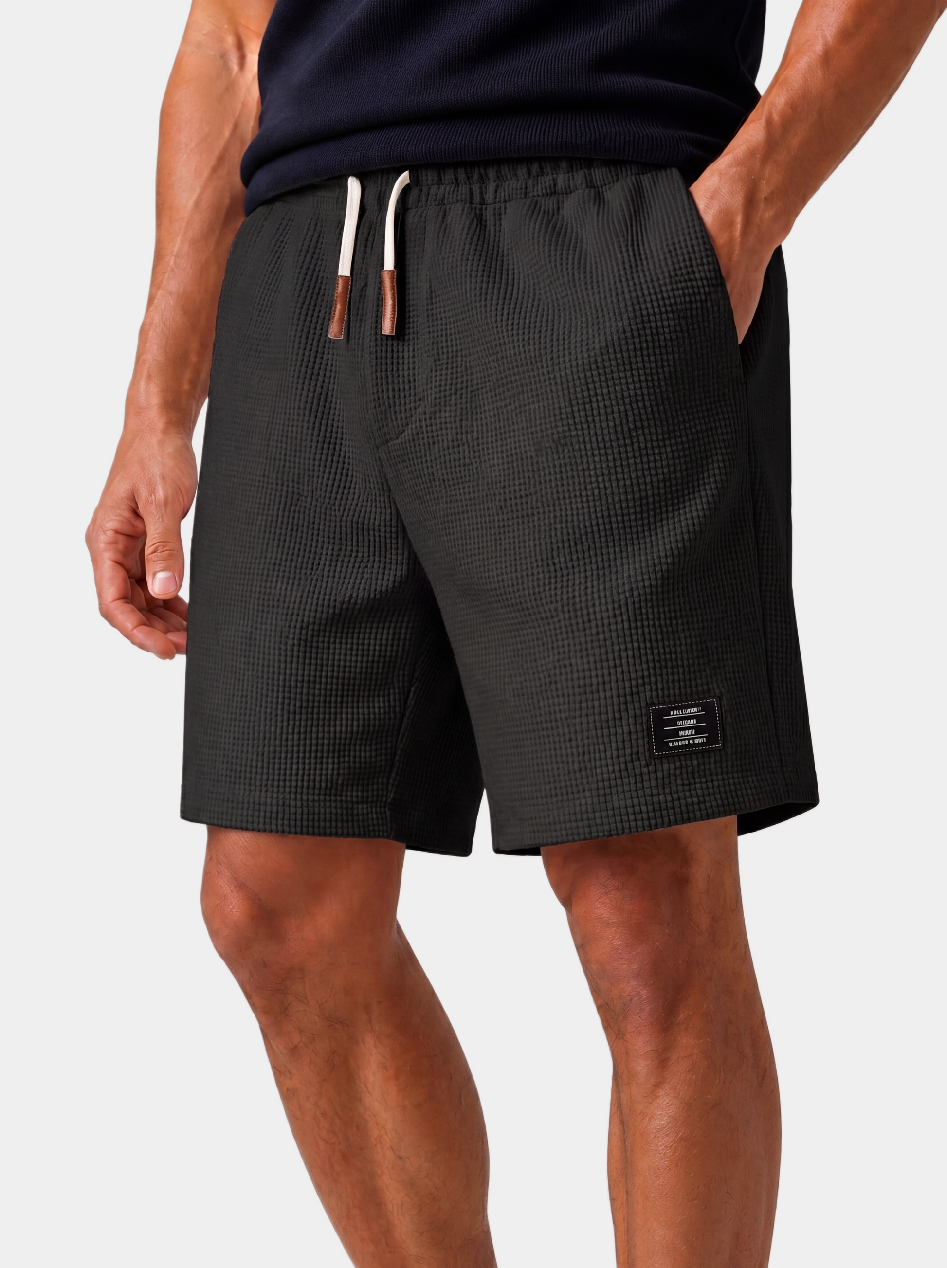 Waffle Textured Cotton-Blend Shorts