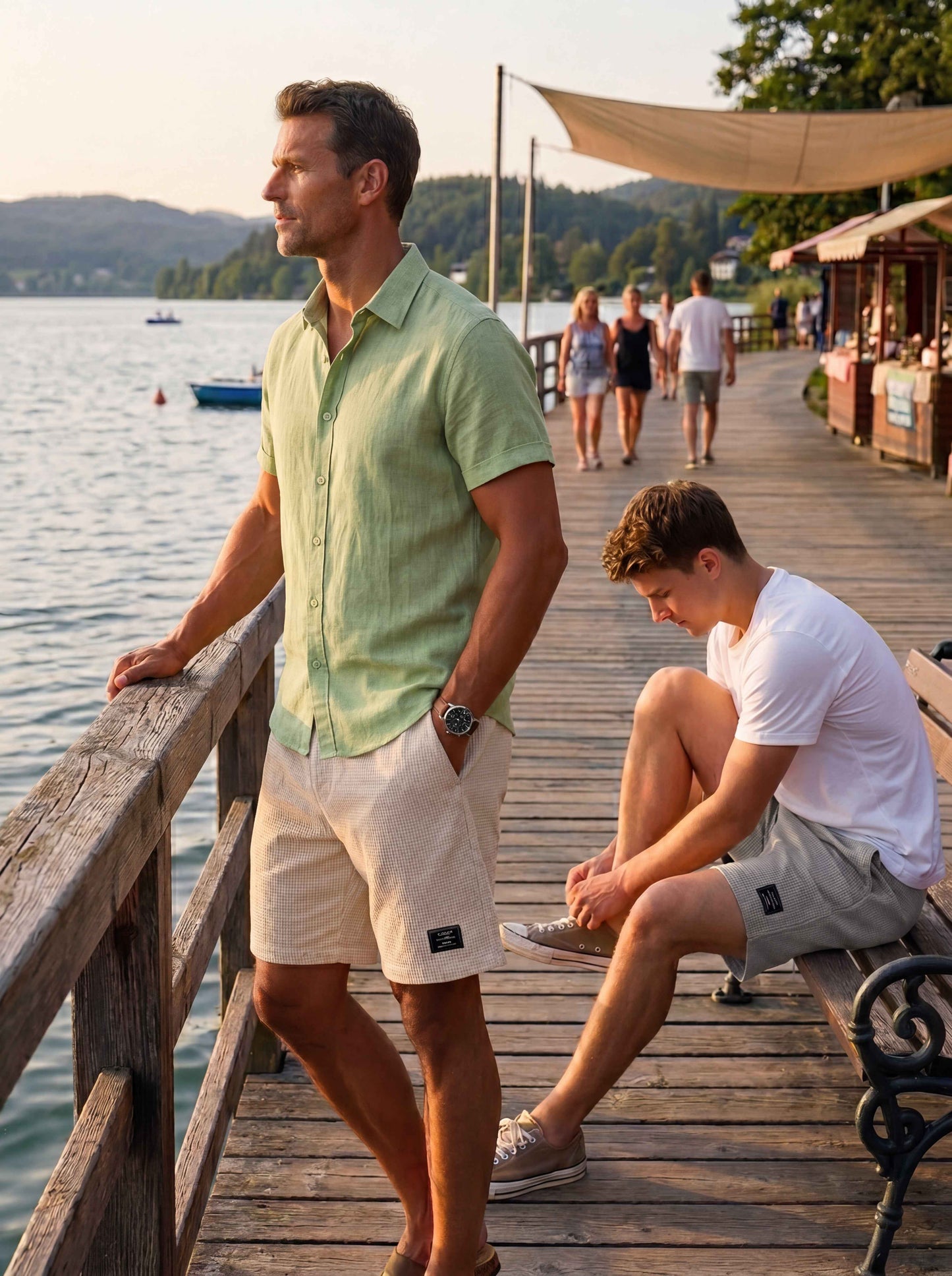 Waffle Textured Cotton-Blend Shorts
