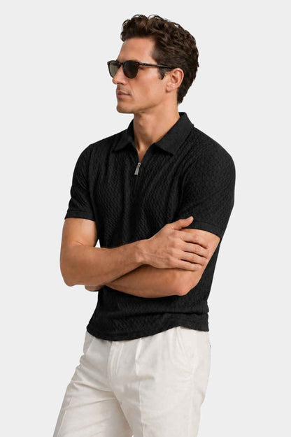 Nylon Stretch Jacquard Golf Polo Shirt