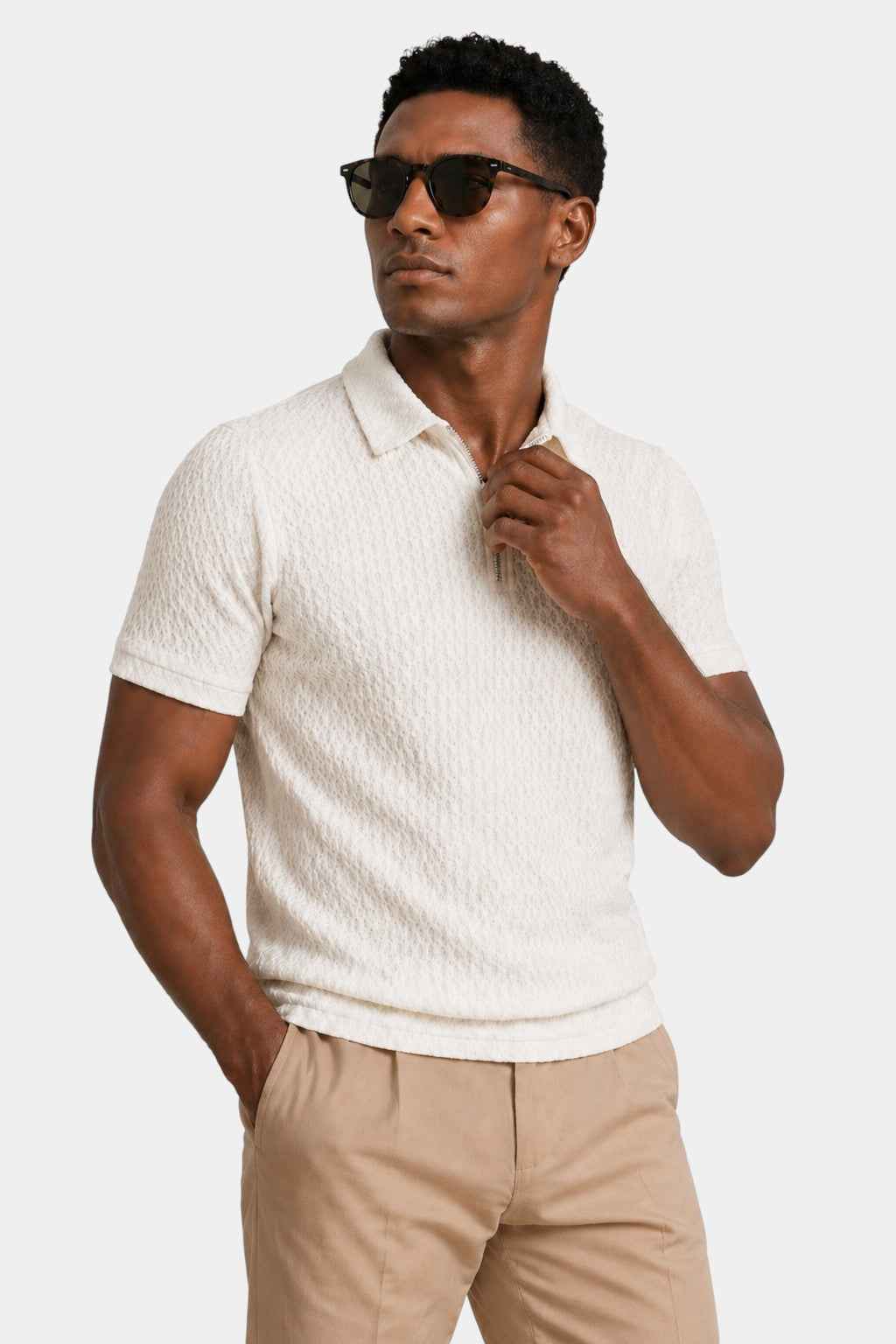 Nylon Stretch Jacquard Golf Polo Shirt