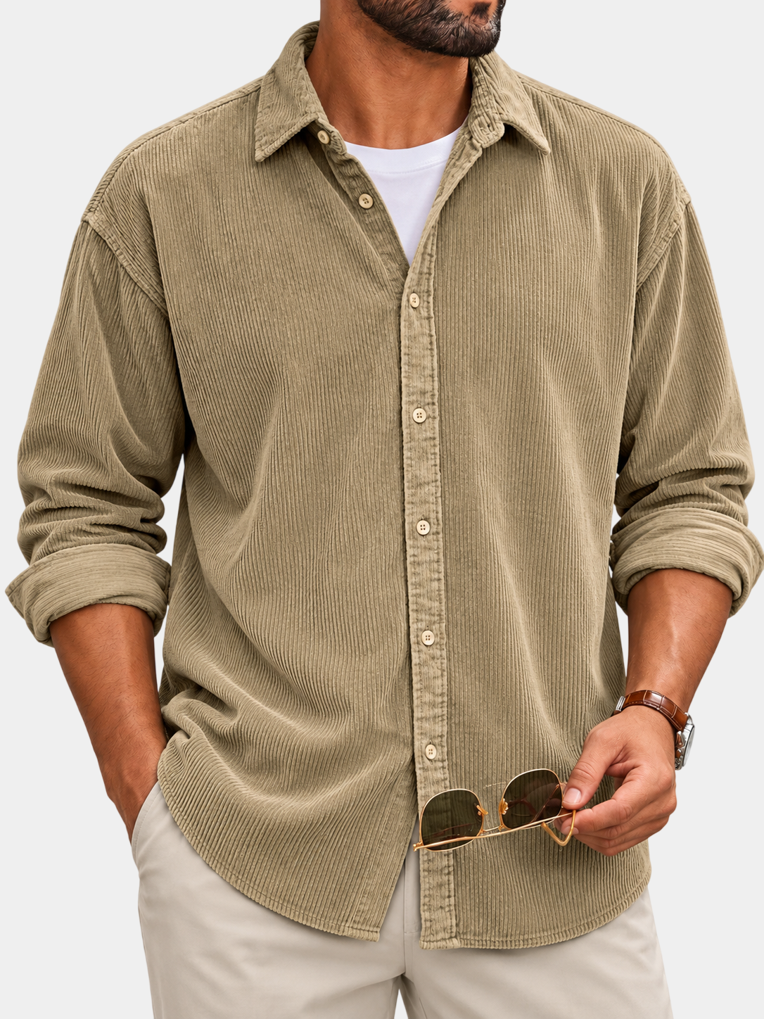 Premium Vintage Corduroy Long Sleeve Shirt