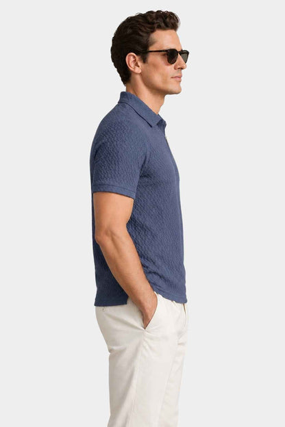 Nylon Stretch Jacquard Golf Polo Shirt