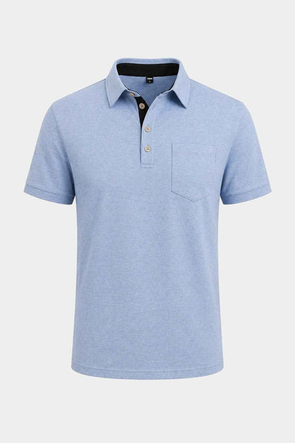 Stretch Cotton-Blend Pocket Short Sleeve Shirt
