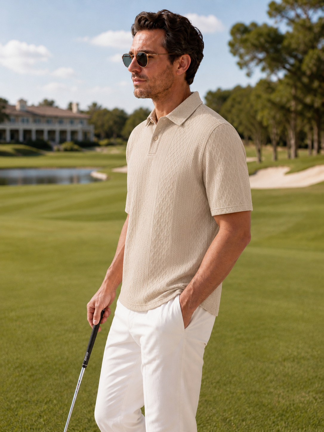 Classic Textured Jacquard Polo Shirt