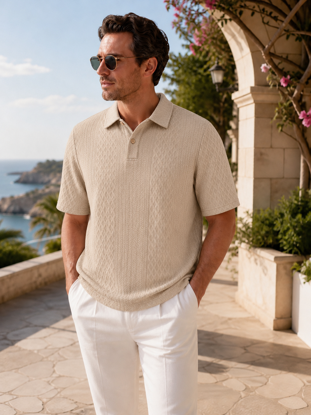 Classic Textured Jacquard Polo Shirt