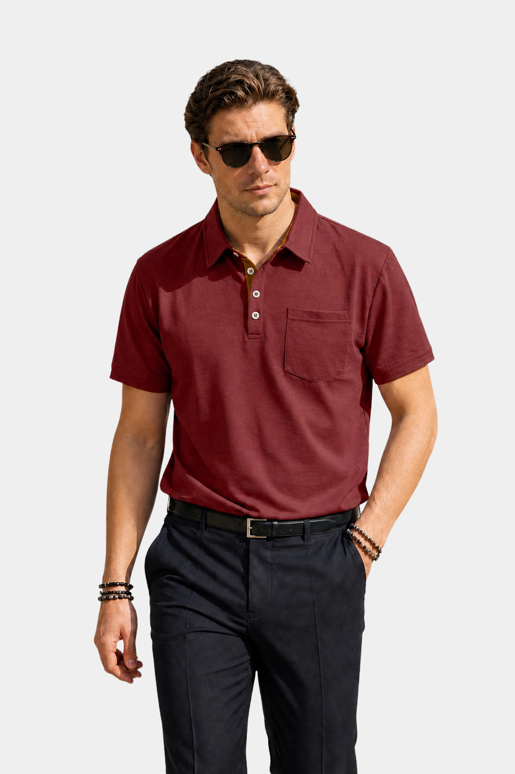 Stretch Cotton-Blend Pocket Short Sleeve Shirt