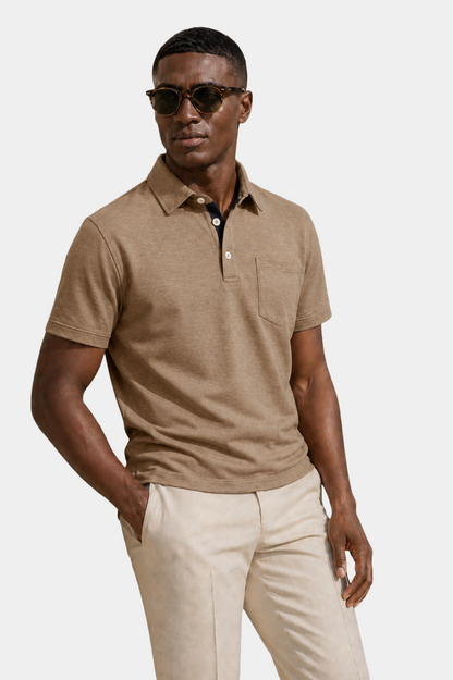Stretch Cotton-Blend Pocket Short Sleeve Shirt